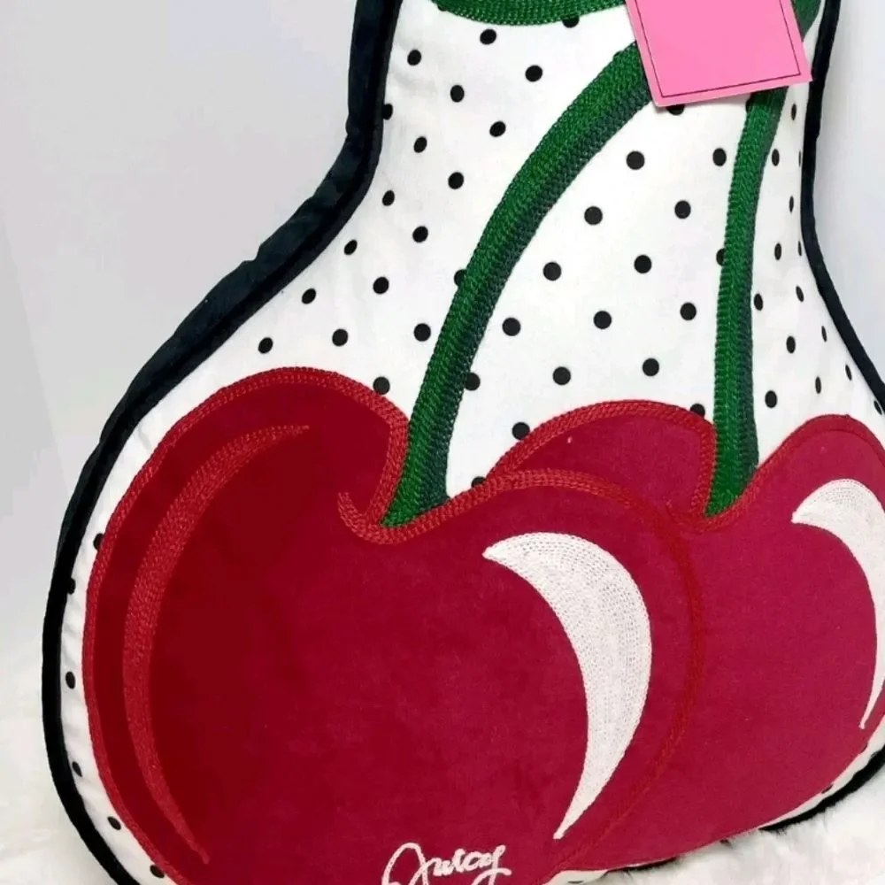 Juicy Couture Home Juicy Signature Logo‎ Cherry Decorative Accent Pillow